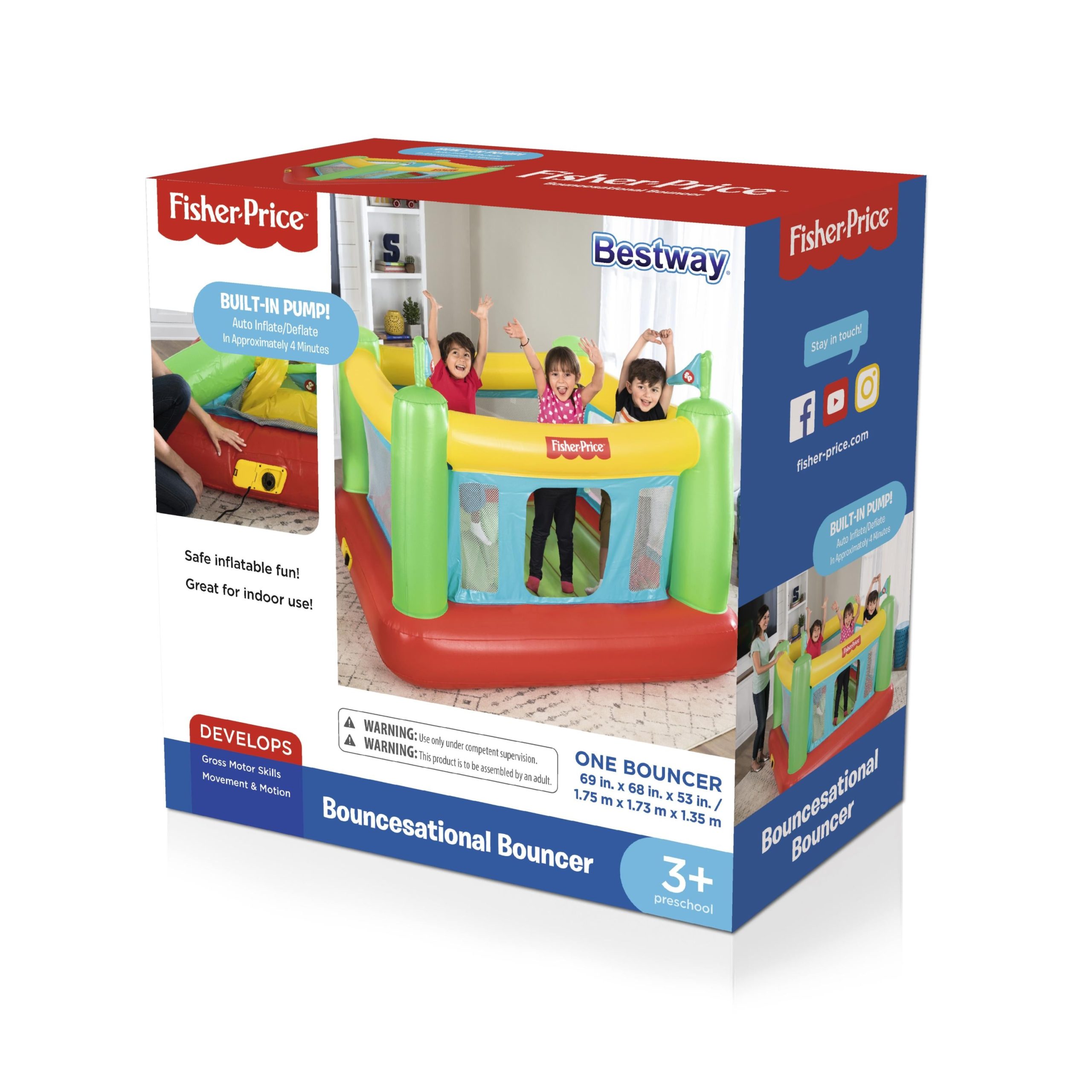 Fisher-Price Bouncesational Bouncer with Built-in Pump. Ages 3+ - Image 3