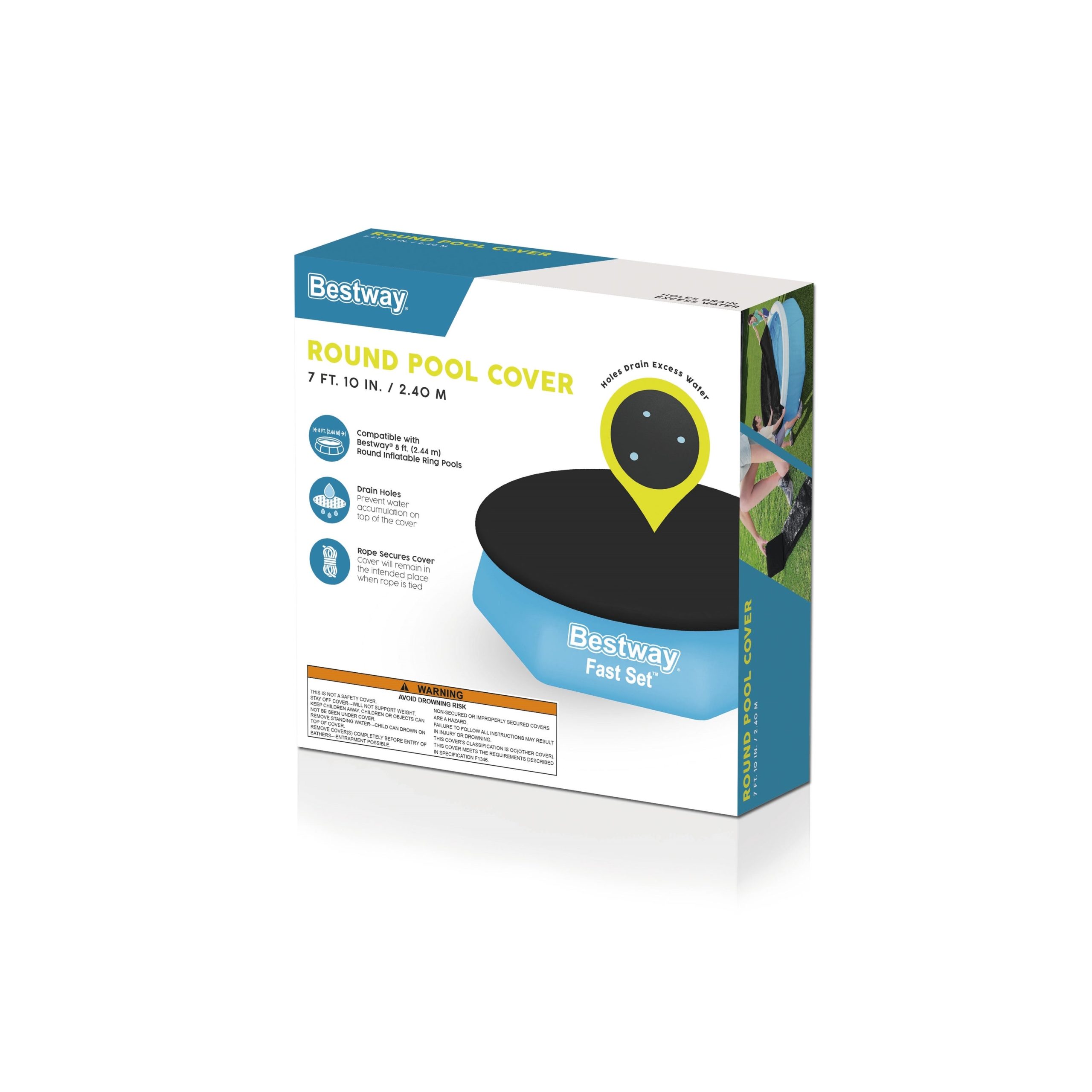 Bestway Fast Set Round Pool Cover for 8' Inflatable Ring Above Ground Pools - Image 9