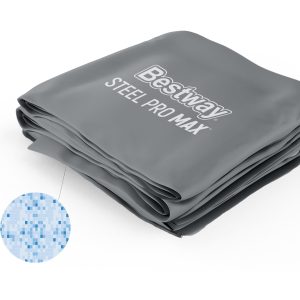 Steel Pro MAX 16' x 10' x 42 Oval Above Ground Pool Liner & Support Strap/Vertical Leg Rings Replacement. Gray