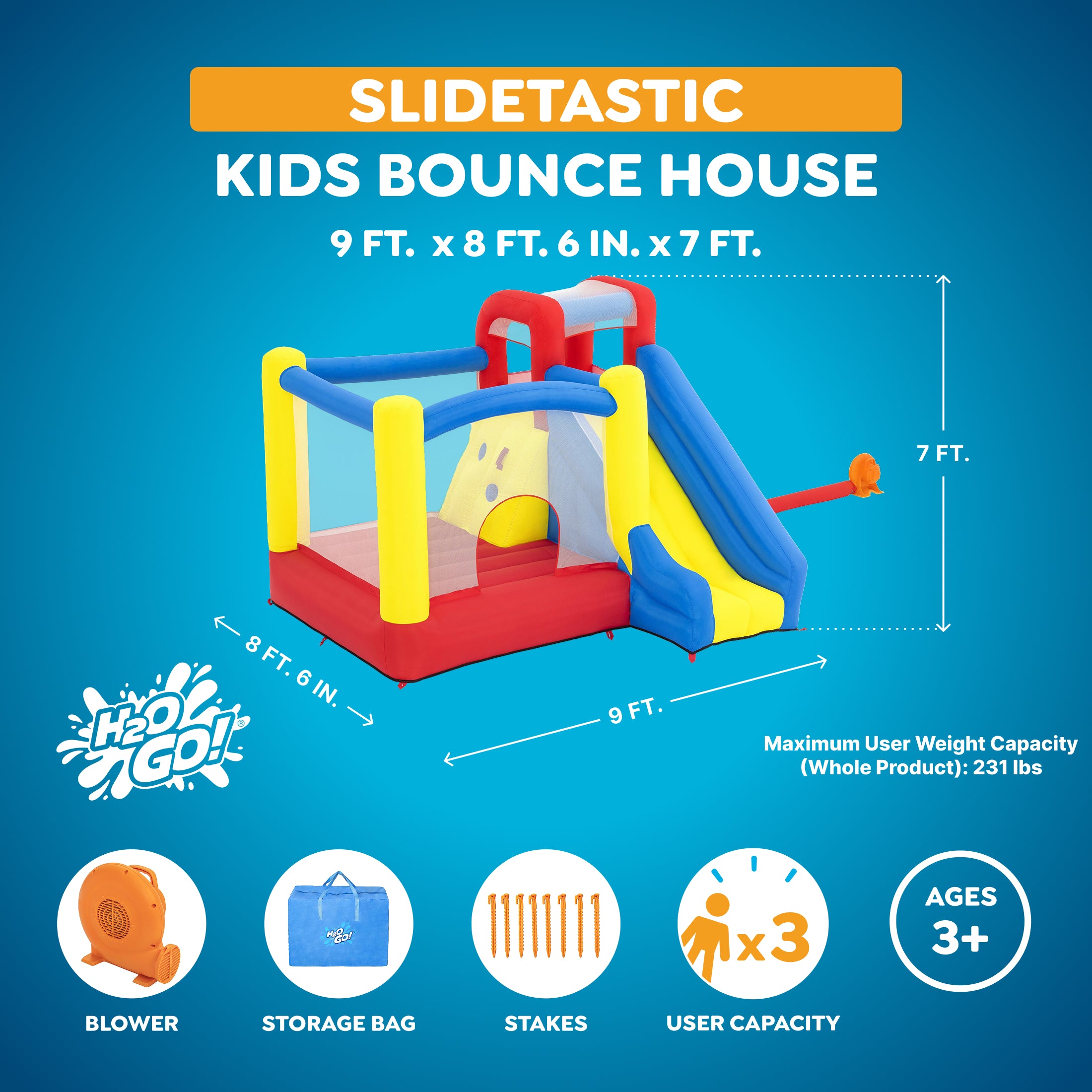 H2OGO! Slidetastic Kids Inflatable Mega Bounce Park - Image 2