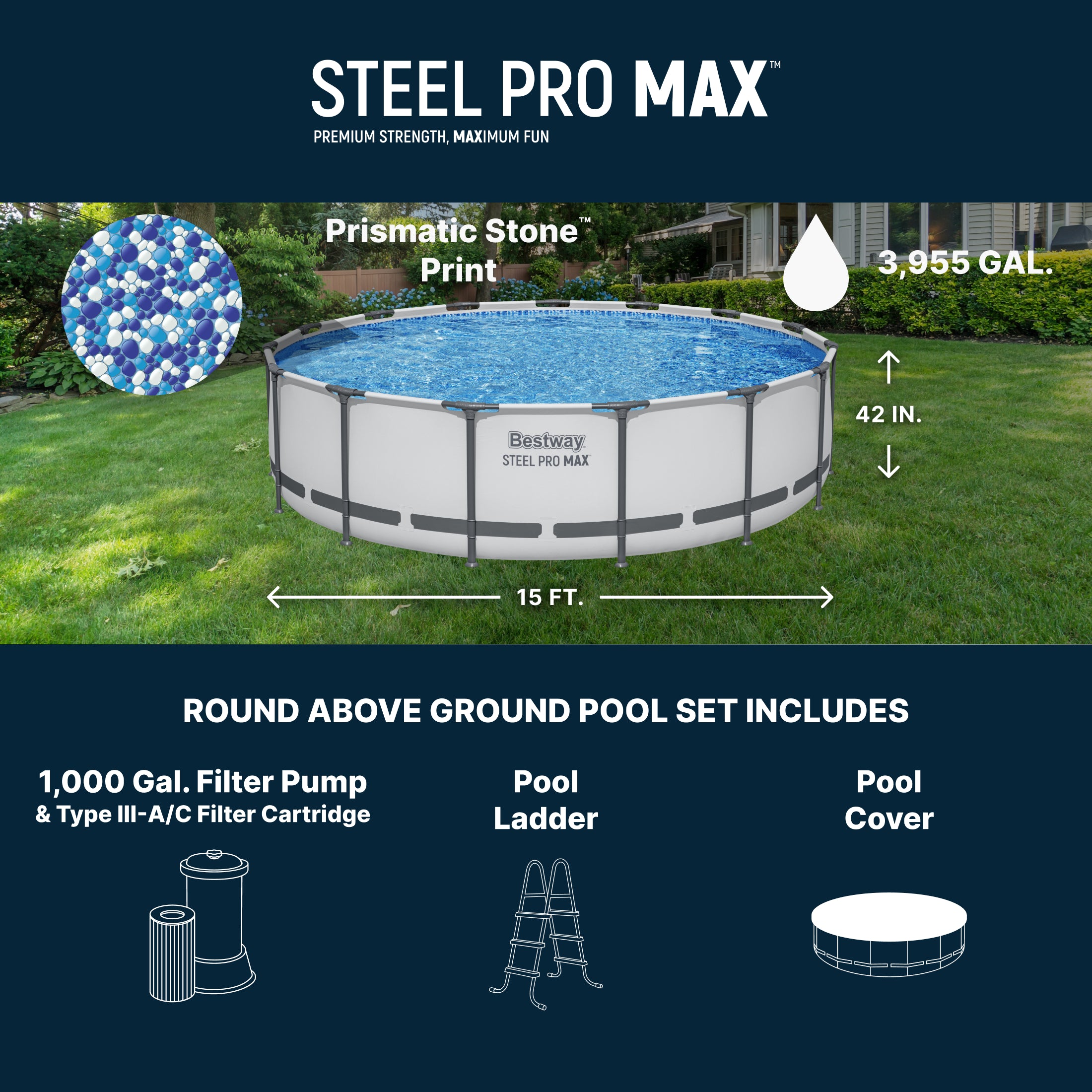 Bestway Steel Pro MAX Above Ground Pool Set 15' x 42 - Image 3